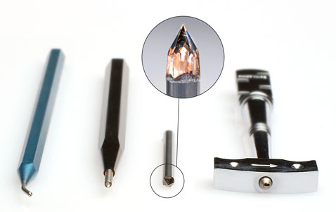 Schreib-, Gravier- und Ritzdiamanten / Diamantbest&uuml;ckte Verschleissteile / Glasschneider